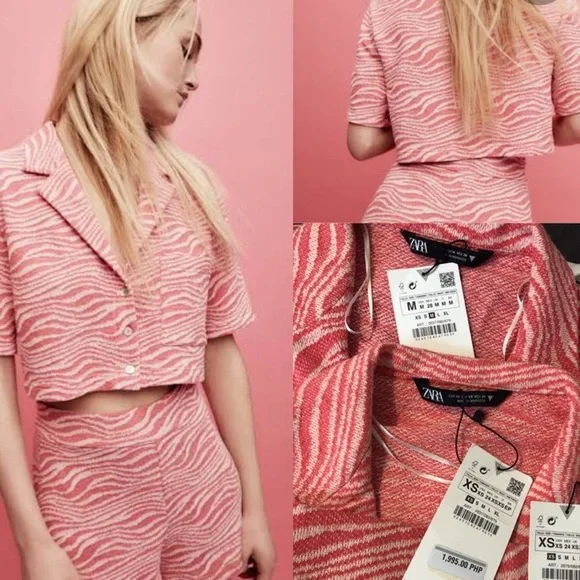 Zara Jacquard pink top - Picture 2 of 4